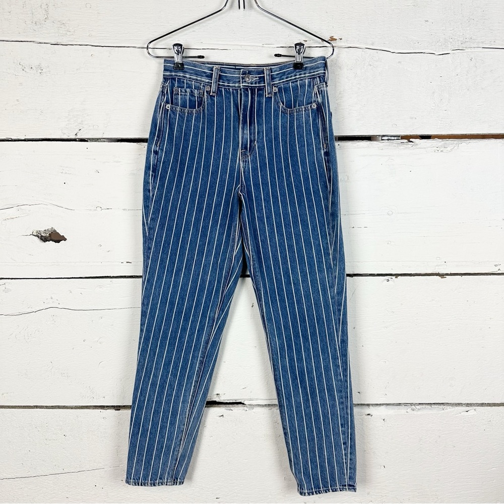 American eagle mom jeans size 0 striped blue and white - Picture 5 of 7